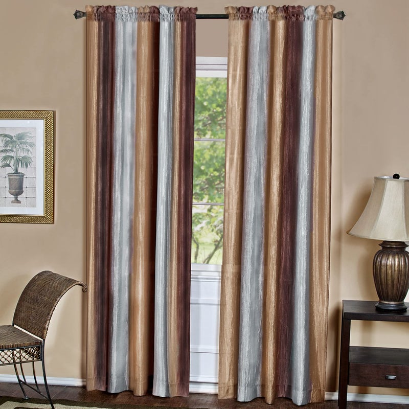 ACHIM Ombre Panel Light Filtering Semi-Sheer Window Curtain - 63 Inch Length, 50 Inch Width - Chocolate- Light Filtering Soft Polyester Drapes for Bedroom Living & Dining Room Home Decor - Image 1